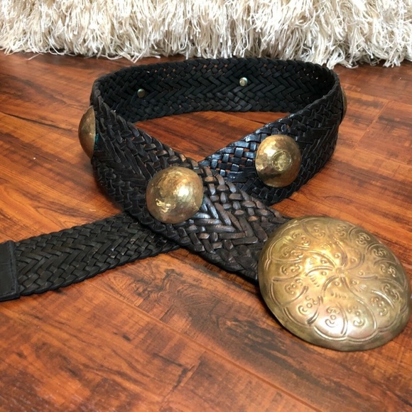 Vintage Leather BoHo Hammered Disc Belt - Picture 5 of 7